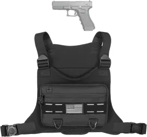 Sports Chest Bag for Men, Tactical Backpack Fits Most Pistol, Adjustable Anti Theft Chest Pack Breathable Running Vest Pouch, Water Resistant Reflective for Workouts Motorcycle Cycling&Hiking