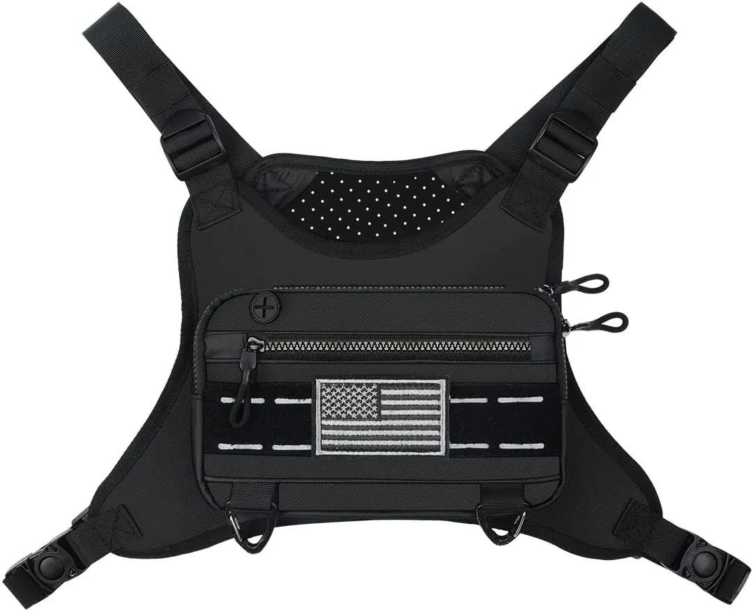 Sports Chest Bag For Men Women, Running Vest Bag With Built,Phone Holder For Workouts&Ski&Cycling&Hiking,Motorcycle Accessories