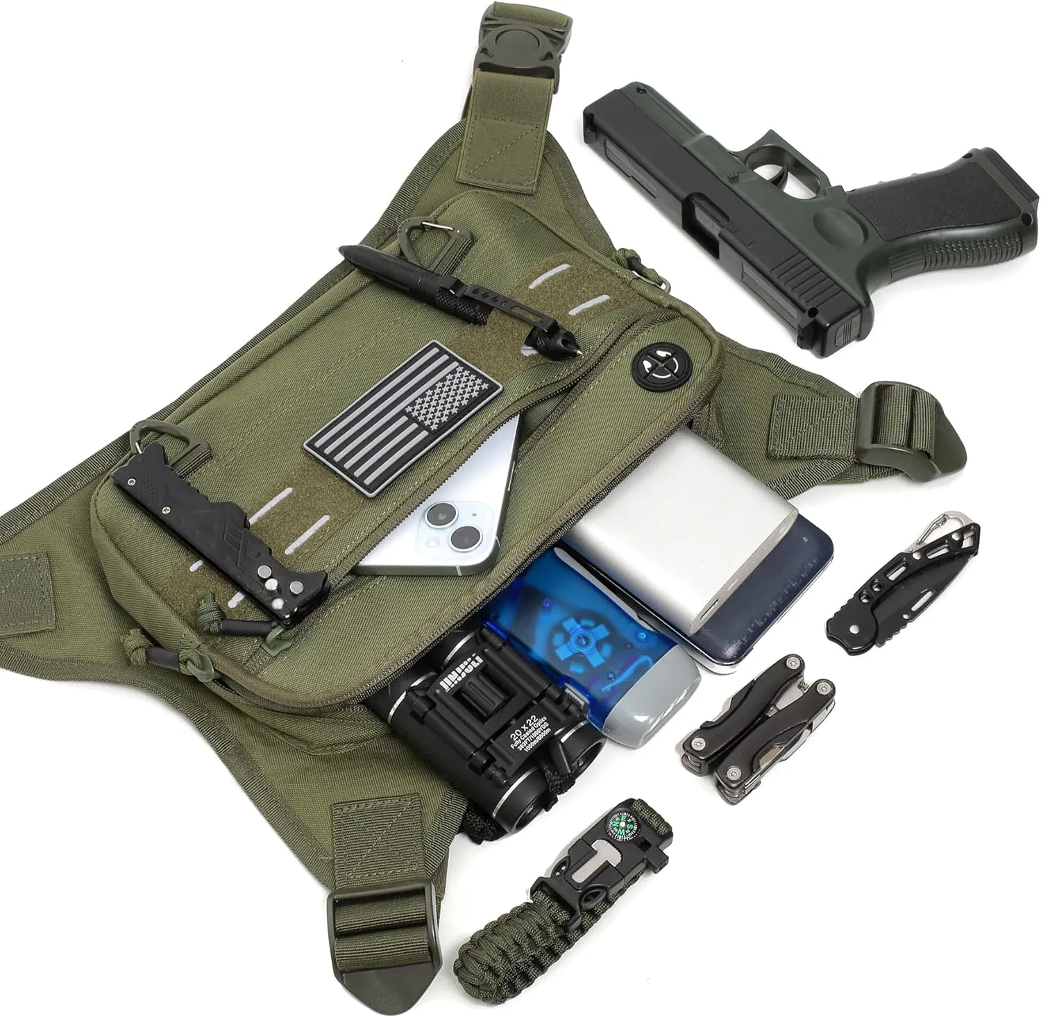 Sports Chest Pack for Men Front Chest Bag Fits Most Pistols Chest Pouch Harness for Running, Hiking, Workouts