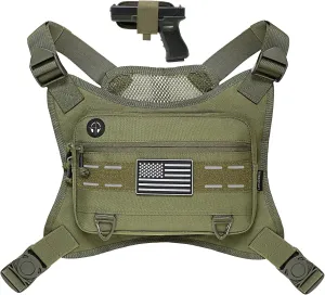 Sports Chest Pack for Men Front Chest Bag Fits Most Pistols Chest Pouch Harness for Running, Hiking, Workouts