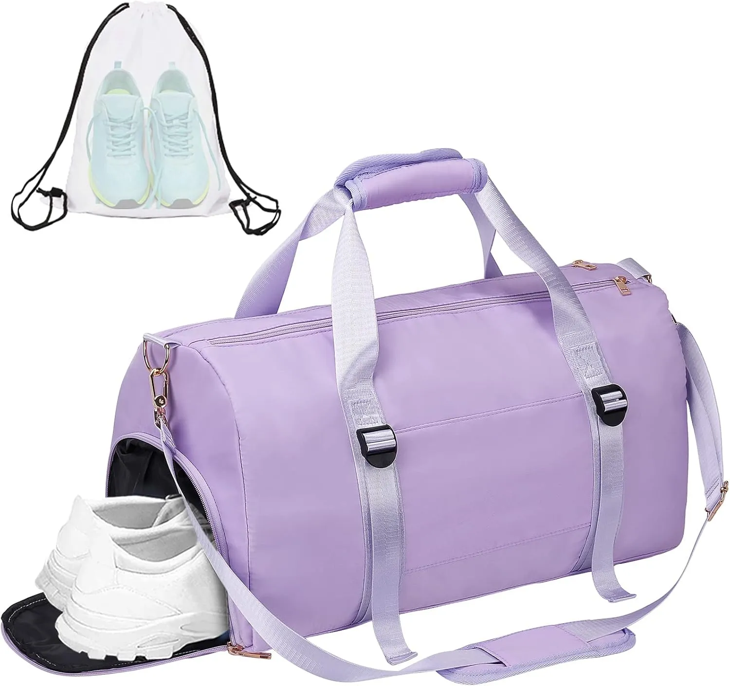 Sports Gym Bag with Wet Pocket & Shoes Compartment, Travel Duffel Bag for Men and Women Lightweight (taropurple-upgrade) Large