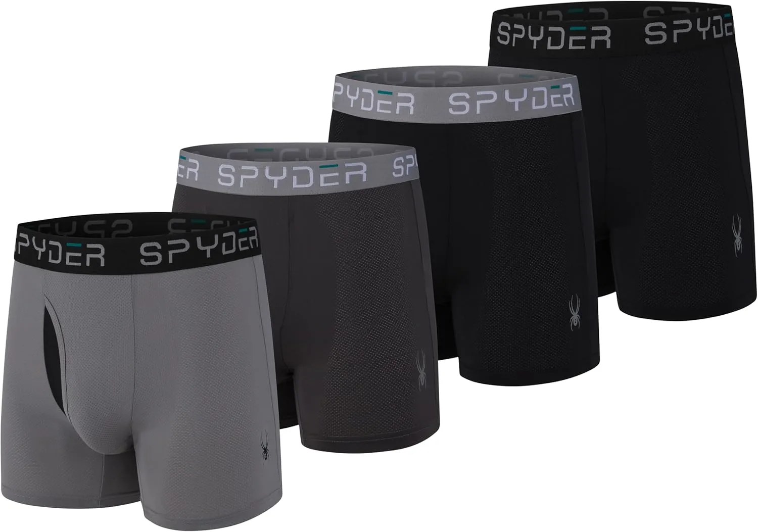 Spyder Mens Boxer Briefs Performance Nylon Mesh Sports Underwear With Fly Front