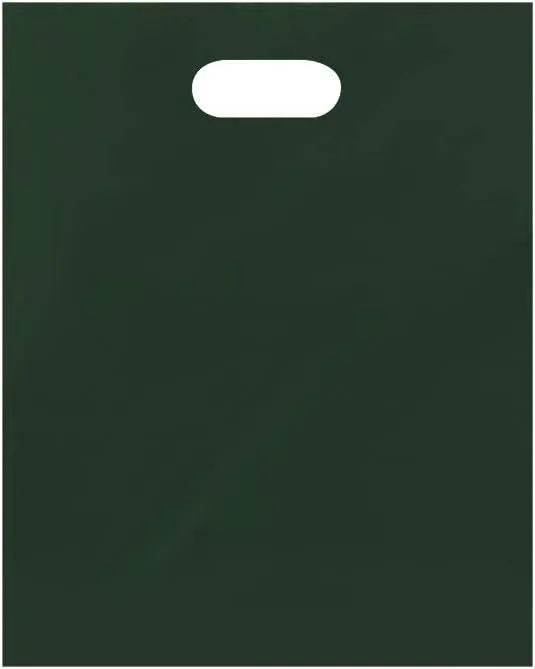 SSWBasics Medium Low Density Dark Green Merchandise Bags - 12”W x 15”H - Case of 1000 Gift Bags with Handles - Multi-Purpose Plastic Bags with Handles for Retail, Merchandise, and Gifting - Durable