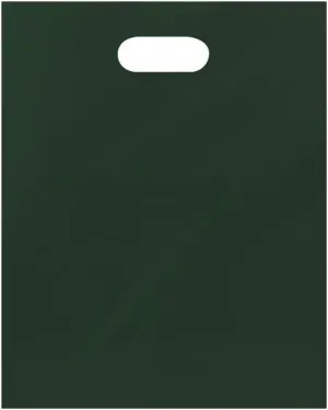 SSWBasics Medium Low Density Dark Green Merchandise Bags - 12”W x 15”H - Case of 1000 Gift Bags with Handles - Multi-Purpose Plastic Bags with Handles for Retail, Merchandise, and Gifting - Durable