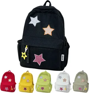 Star Backpack Kawaii Large Capacity Aesthetic Rucksack Cute Accessories Bag for Woman Light-hearted Mori (Black,Large)