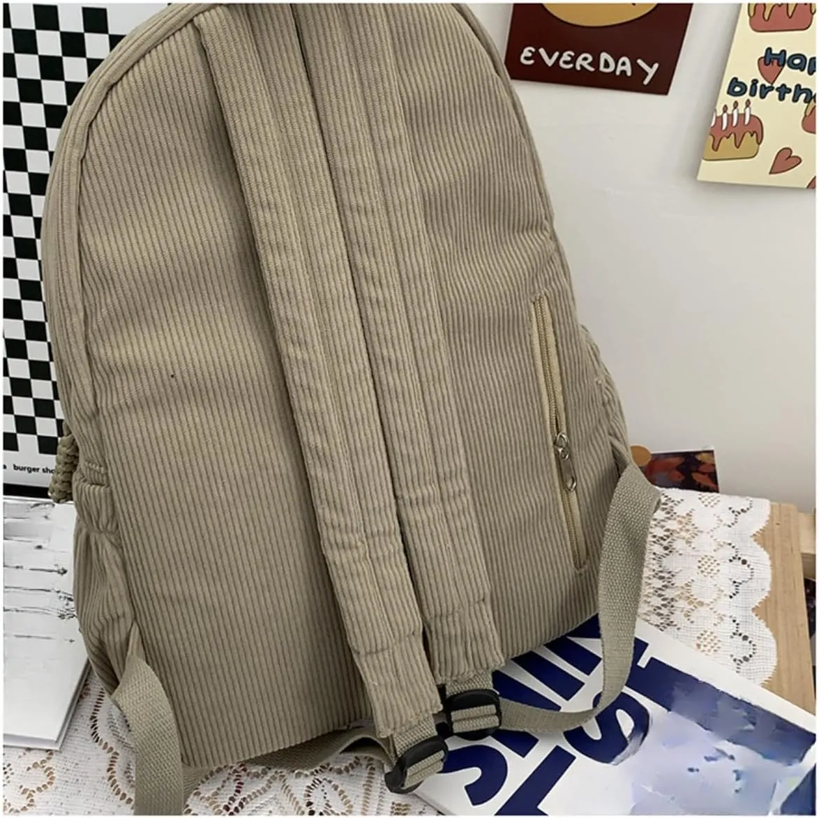Star Backpack Kawaii Large Capacity Aesthetic Rucksack Cute Accessories Bag for Woman Light-hearted Mori (Khaki,Large)