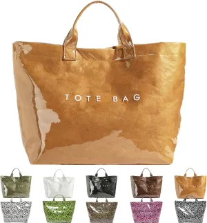Stellaya Tote Bag, Womens Letters Print Tote Bag, Fashion Large Handle PVC Kraft Paper Handbag for Travel, Work