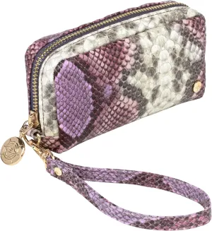 Stephanie Johnson Mini Pouch Wristlet – Small Travel and Makeup Pouch with Zipper, Mini Clutch for Essentials & Everyday Use, Java Plum