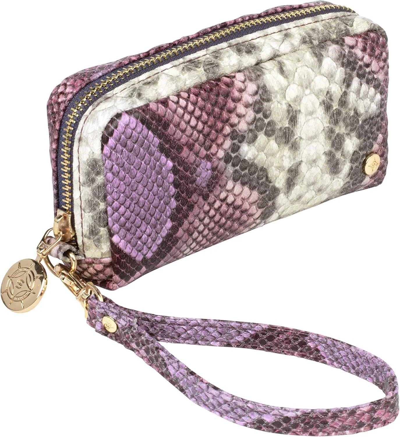 Stephanie Johnson Mini Pouch Wristlet – Small Travel and Makeup Pouch with Zipper, Mini Clutch for Essentials & Everyday Use, Java Plum