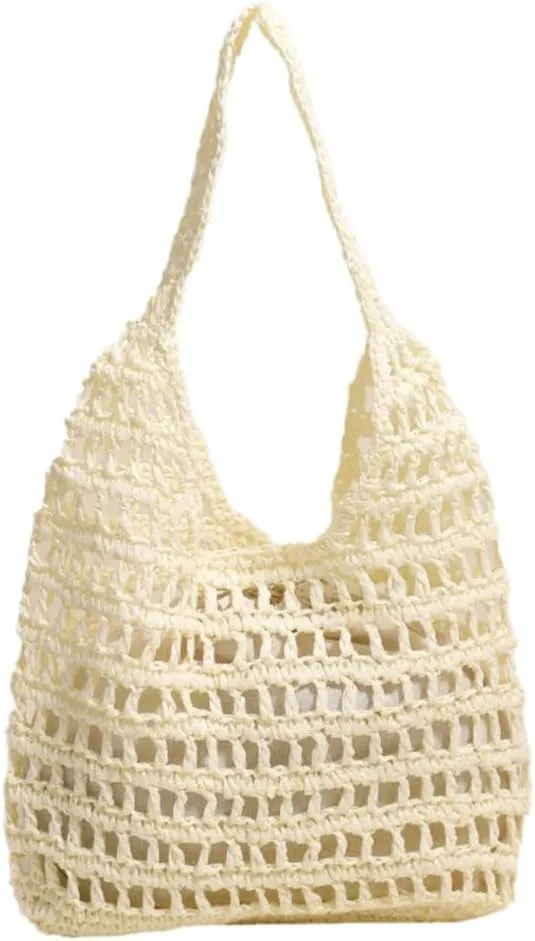 Straw Shoulder Bag for Women Handmade Woven Hobo Bags Tote Bag Trendy Summer Beach Handbag Purse