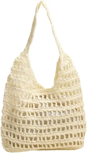 Straw Shoulder Bag for Women Handmade Woven Hobo Bags Tote Bag Trendy Summer Beach Handbag Purse