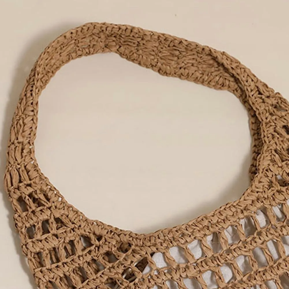 Straw Shoulder Bag for Women Handmade Woven Hobo Bags Tote Bag Trendy Summer Beach Handbag Purse
