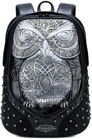 Studded Backpack 3D Owl Cartoon Laptop Computer Handbags Travelling Rucksack Bag