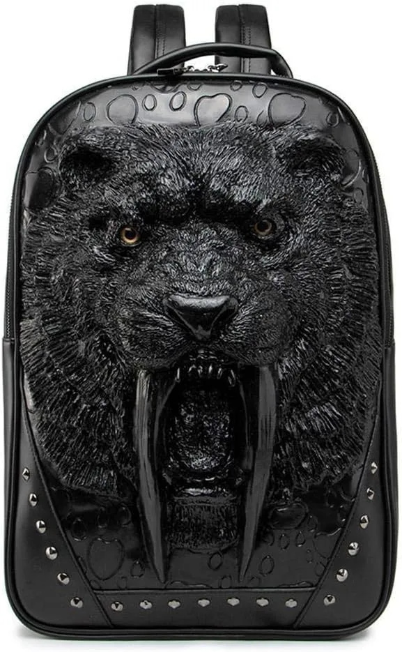 Studded Backpack 3D Wolf With Dentures Zombie Vampire Teeth Backpack Laptop Computer Handbags Travelling Rucksack Bag