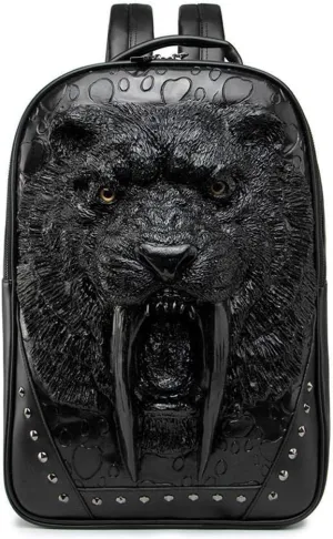 Studded Backpack 3D Wolf With Dentures Zombie Vampire Teeth Backpack Laptop Computer Handbags Travelling Rucksack Bag