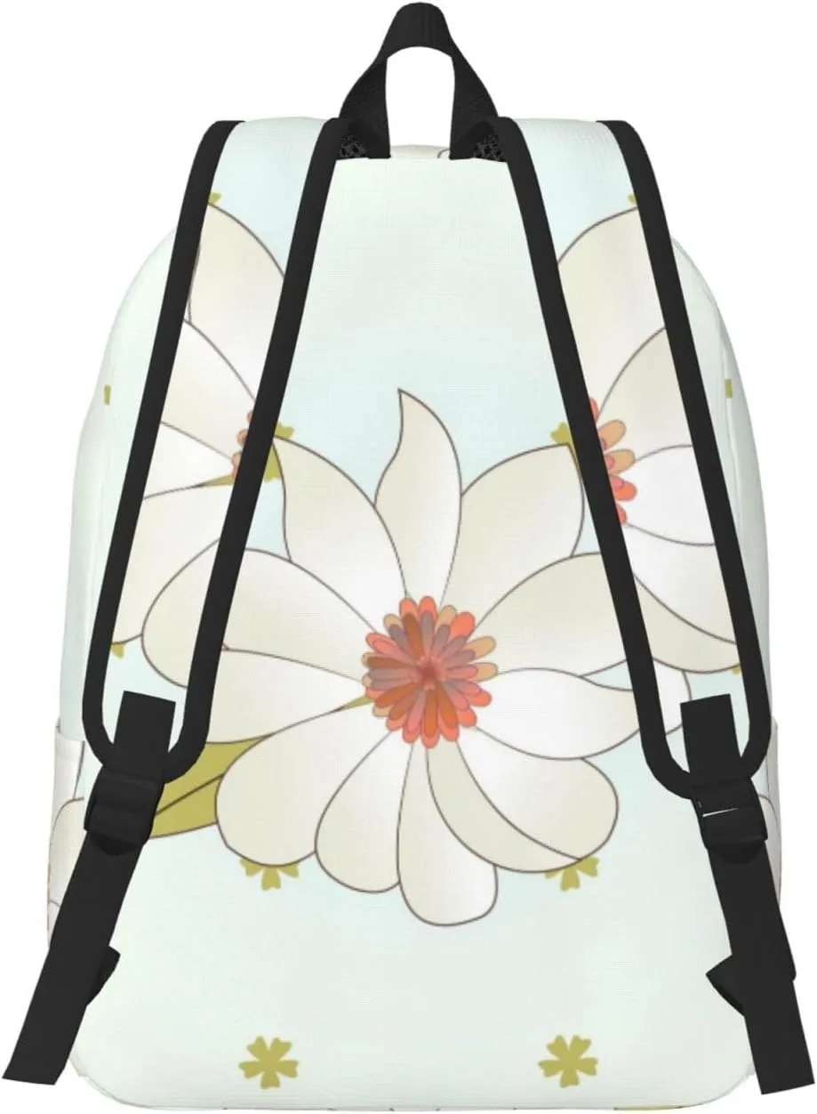 Stylish Canvas Casual Lightweight Backpack For Men, Women,Camellia In Bloom Laptop Travel Rucksack, Medium