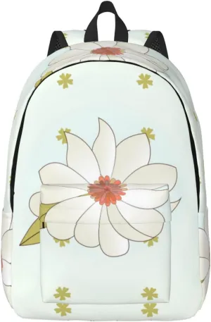 Stylish Canvas Casual Lightweight Backpack For Men, Women,Camellia In Bloom Laptop Travel Rucksack, Medium