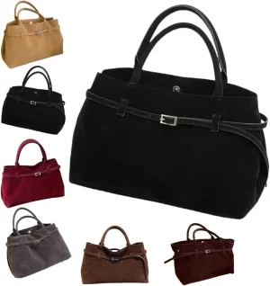 Suede Tote Bag for Women,Women's Large Capacity Suede Top-Handle Work Hobo Handbag,Vintage Faux Suede Shoulder Satchel