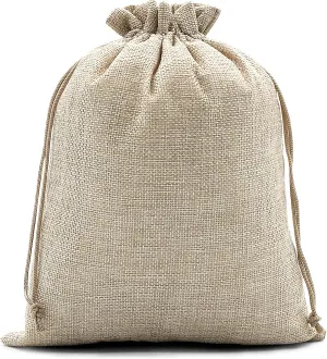 SumDirect Brown Linen Burlap Bag, lightweight Gift Bags Breathable Pouches with Drawstring Packing Storage Jute Sacks for Wedding, Party, Birthday, DIY Craft (8x10 inch)