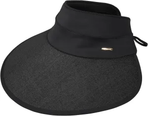 Sun Visor Hat for Women, Wide Brim Rollable Hats with Chin Stap UV Protection Beach Ponytail Cap Summer