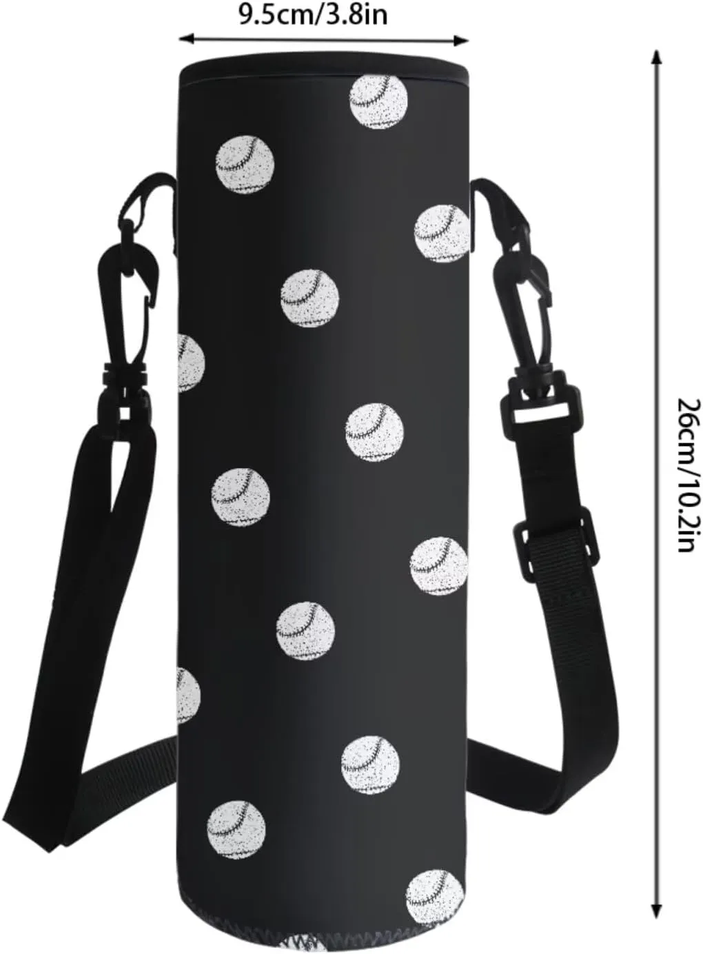 Suobstales Black Baseball Print 4 Pieces Backpack Sets Primary Schoolbag Travel Daypack Shoulder Bag Rucksack Knapsack Bookbag with Lunch Bag/Pencil Case/Water Bottle Sleeve for Boys Girls