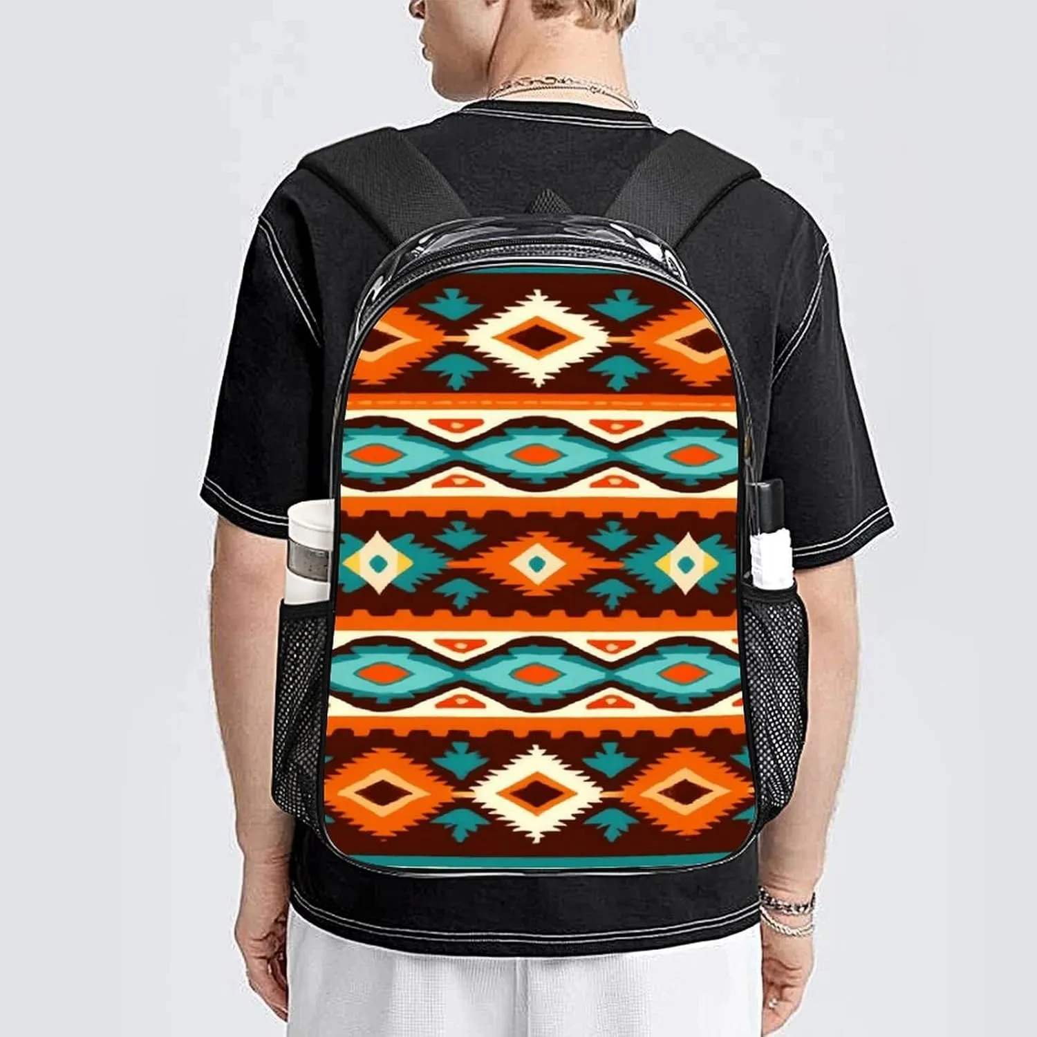 Supdreamc Daypack Anti-Theft Multipurpose Large Capacity Shoulder Bag - Tribal Navajo Indiana Western Southwest Ethnic Travel Hiking & Camping Rucksack Transparent Bag