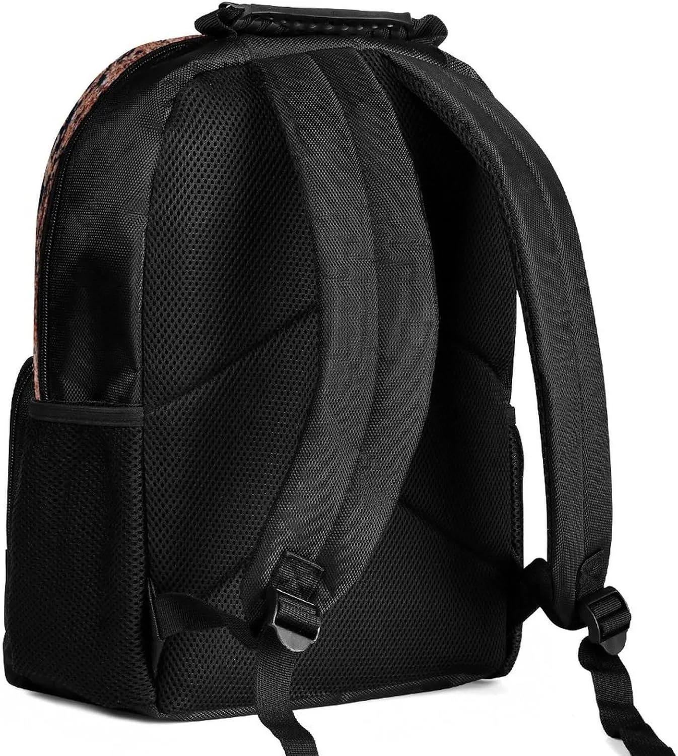 Supdreamc Rose Gold Glitter Black Cheetah Leopard Print Rucksack Polyester Anti-Theft Multipurpose Bookbag Big Capacity Travel and Sport Backpack Rucksack With Side Pockets