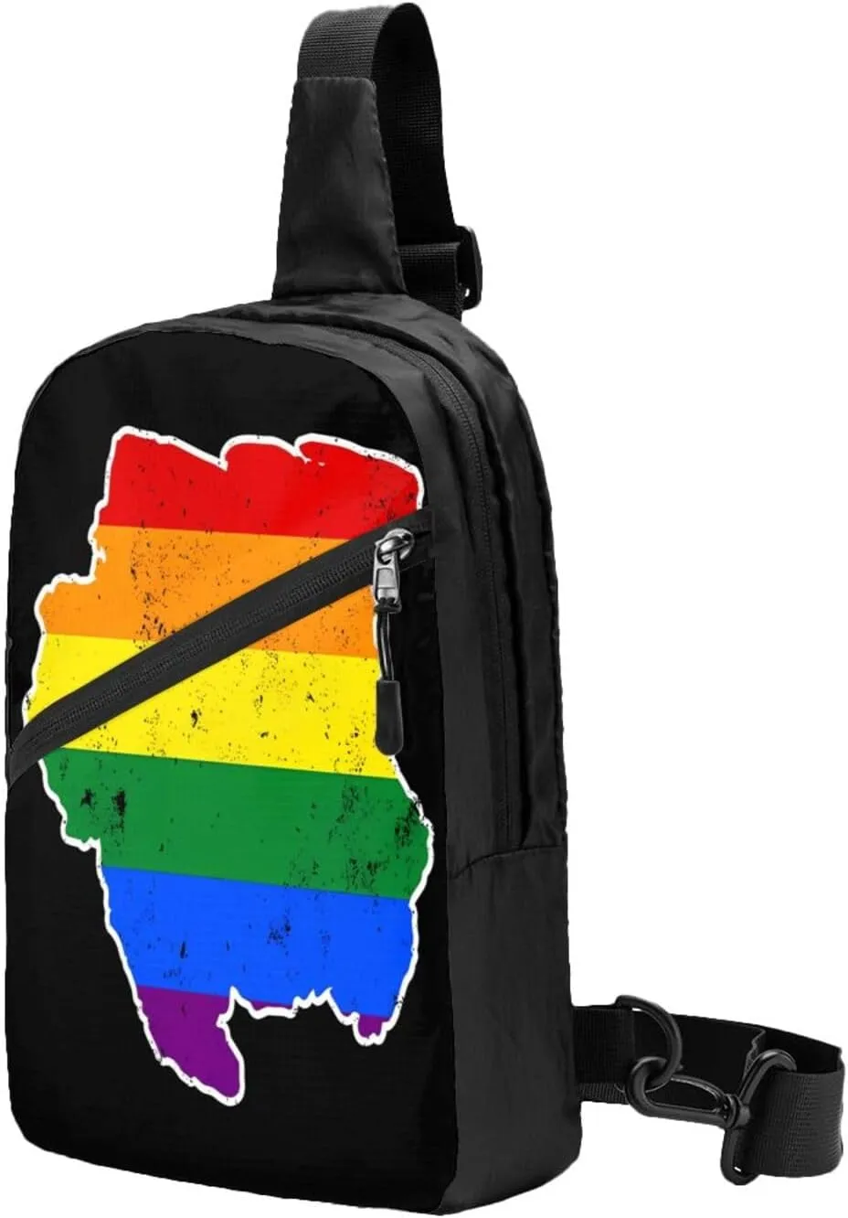 Suriname Rainbow LGBT Pride MAP Flag Crossbody Bag Portable Sling Bags Foldable Chest Daypack Reusable Sports Shoulder Backpack Diagonally Casual Rucksack Travel Bag