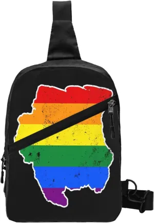 Suriname Rainbow LGBT Pride MAP Flag Crossbody Bag Portable Sling Bags Foldable Chest Daypack Reusable Sports Shoulder Backpack Diagonally Casual Rucksack Travel Bag