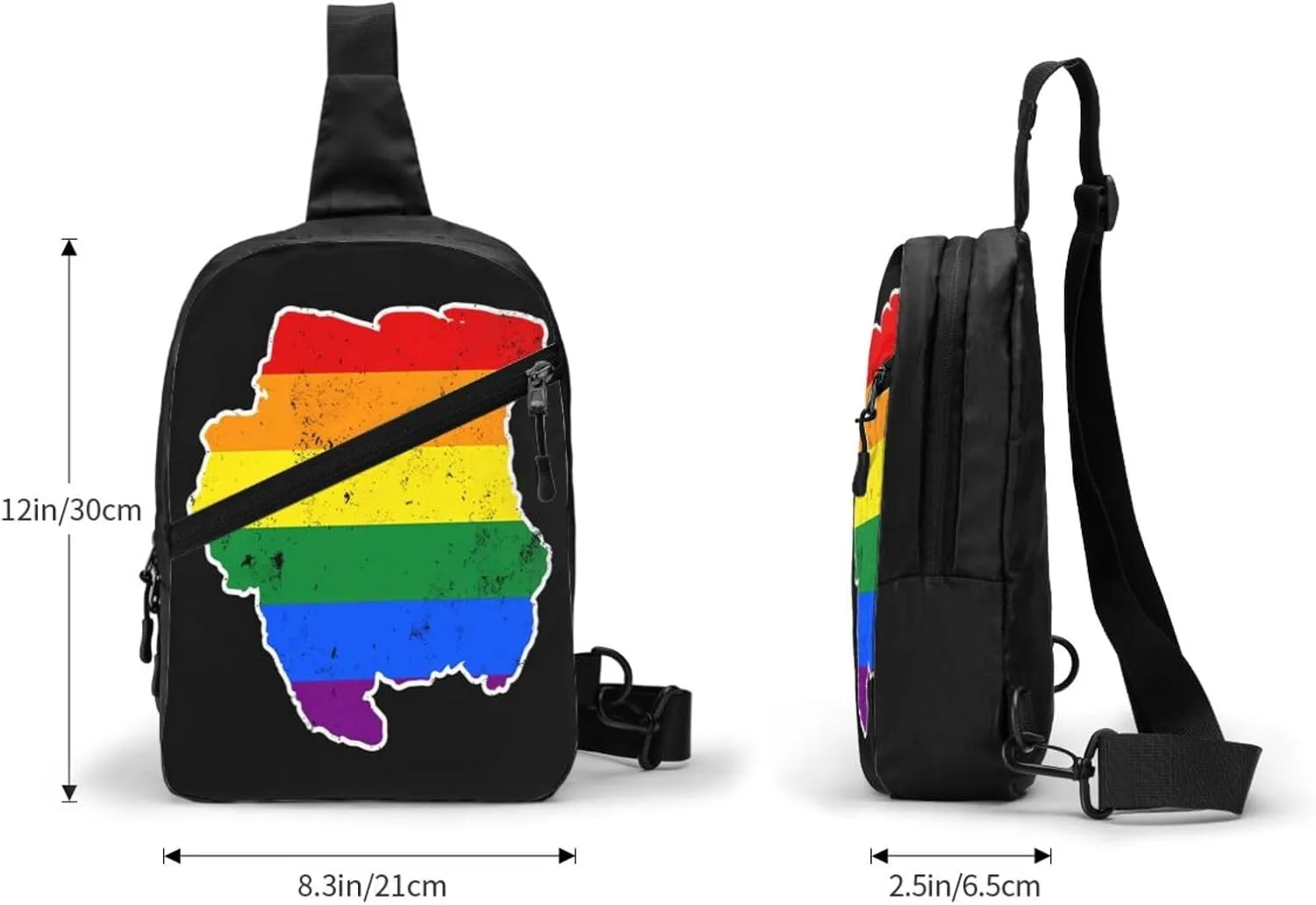 Suriname Rainbow LGBT Pride MAP Flag Crossbody Bag Portable Sling Bags Foldable Chest Daypack Reusable Sports Shoulder Backpack Diagonally Casual Rucksack Travel Bag