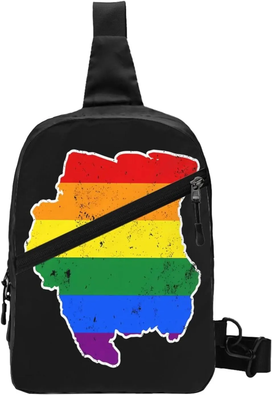 Suriname Rainbow LGBT Pride MAP Flag Crossbody Bag Portable Sling Bags Foldable Chest Daypack Reusable Sports Shoulder Backpack Diagonally Casual Rucksack Travel Bag
