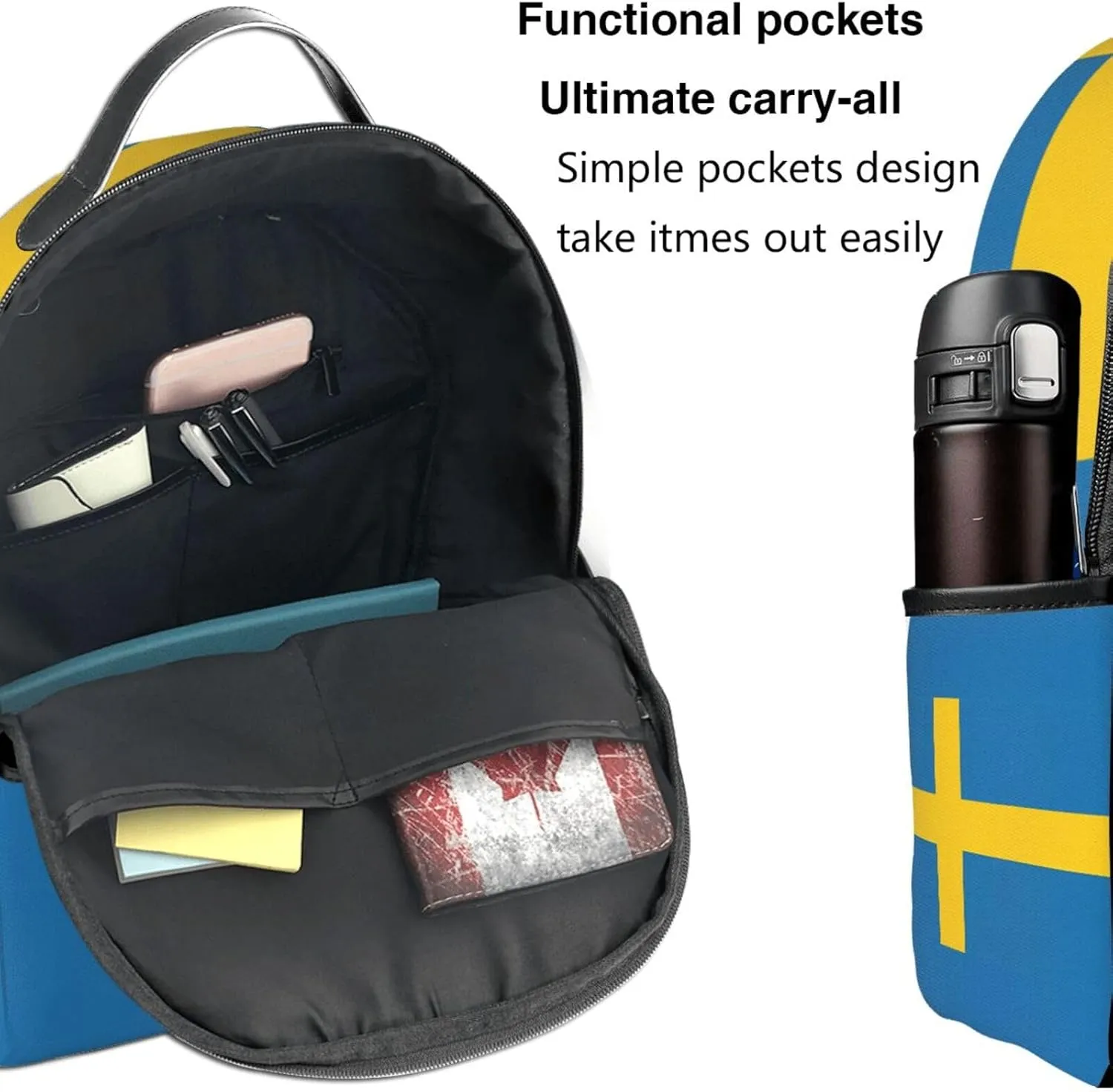 Swedish Sweden Flag Casual Backpack Travel Backpacks Outdoor Sports Rucksack Lightweight Daypack Fashion Carry-on Bag for Weekender Traveling