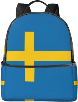 Swedish Sweden Flag Casual Backpack Travel Backpacks Outdoor Sports Rucksack Lightweight Daypack Fashion Carry-on Bag for Weekender Traveling