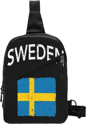 Swedish Sweden Flag Crossbody Bag Portable Sling Bags Foldable Chest Daypack Reusable Sports Shoulder Backpack Diagonally Casual Rucksack Travel Bag