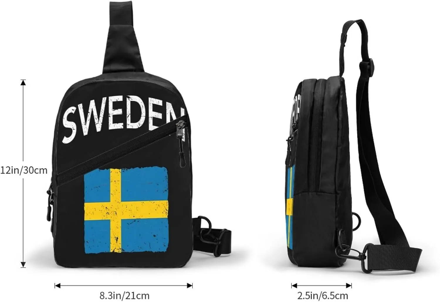 Swedish Sweden Flag Crossbody Bag Portable Sling Bags Foldable Chest Daypack Reusable Sports Shoulder Backpack Diagonally Casual Rucksack Travel Bag