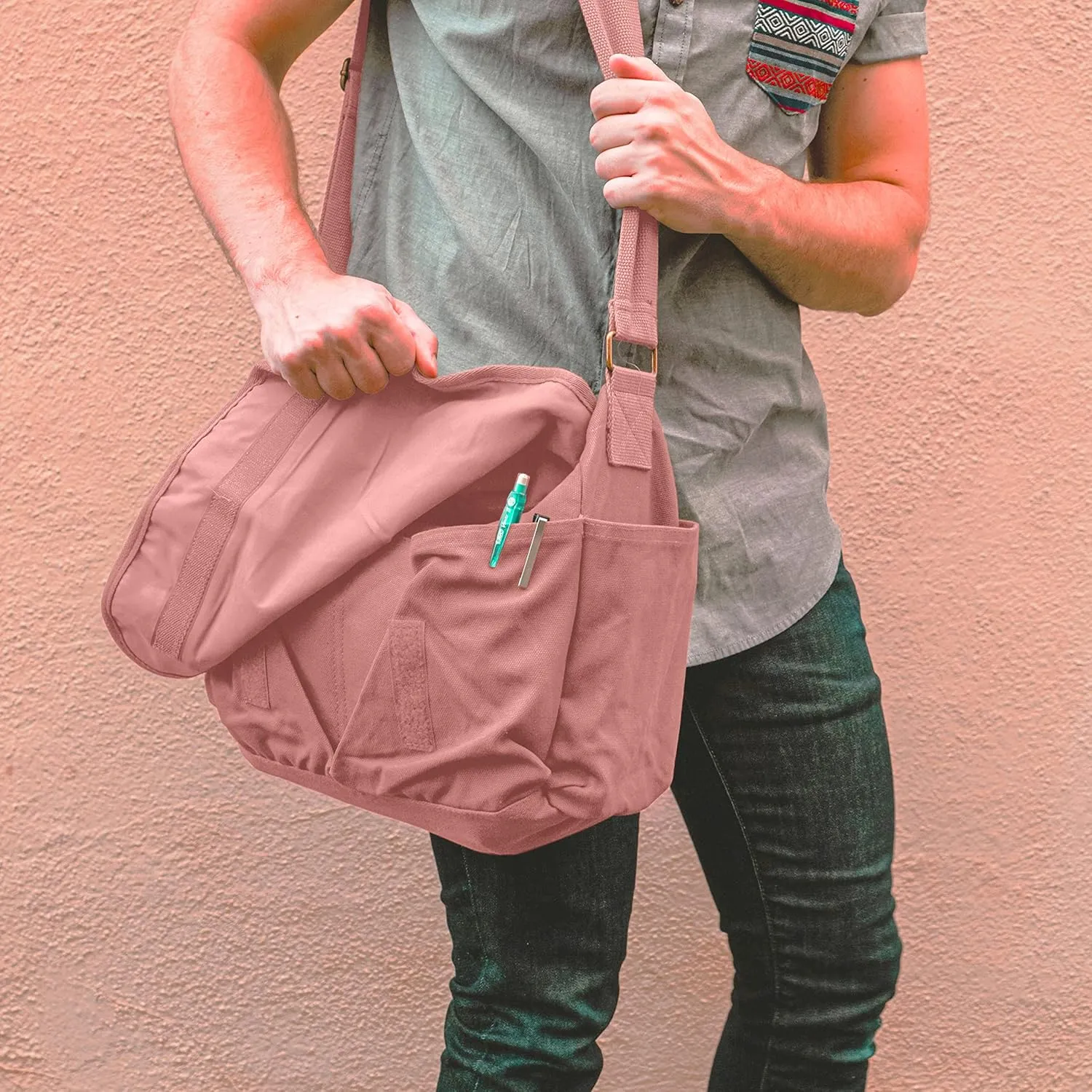 Sweetbriar Classic Vintage Messenger Bag - Original Heavyweight Cotton Canvas Shoulder Bag with Upgraded Features
