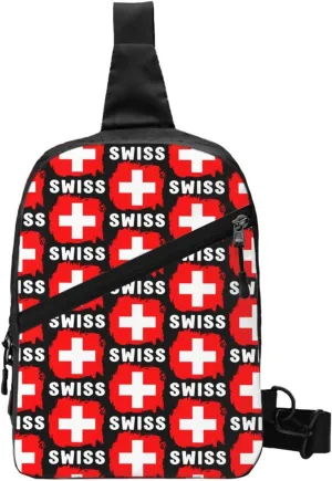 Switzerland Swiss Flag Crossbody Bag Portable Sling Bags Foldable Chest Daypack Reusable Sports Shoulder Backpack Diagonally Casual Rucksack Travel Bag