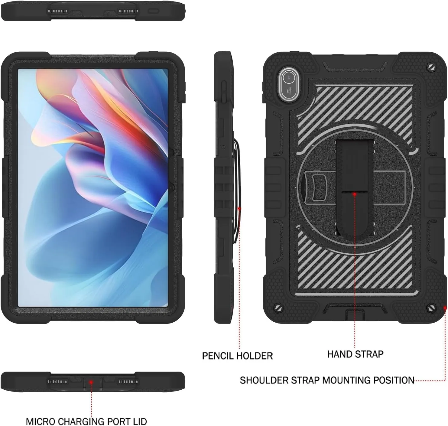 Tablet PC Case Compatible with Huawei MatePad SE 11 inch Released 2024 Case with Kickstand, Heavy Duty Rugged Case Shockproof Protective Case with Hand Strap/Shoulder Strap Shell Tablet Case Protectiv