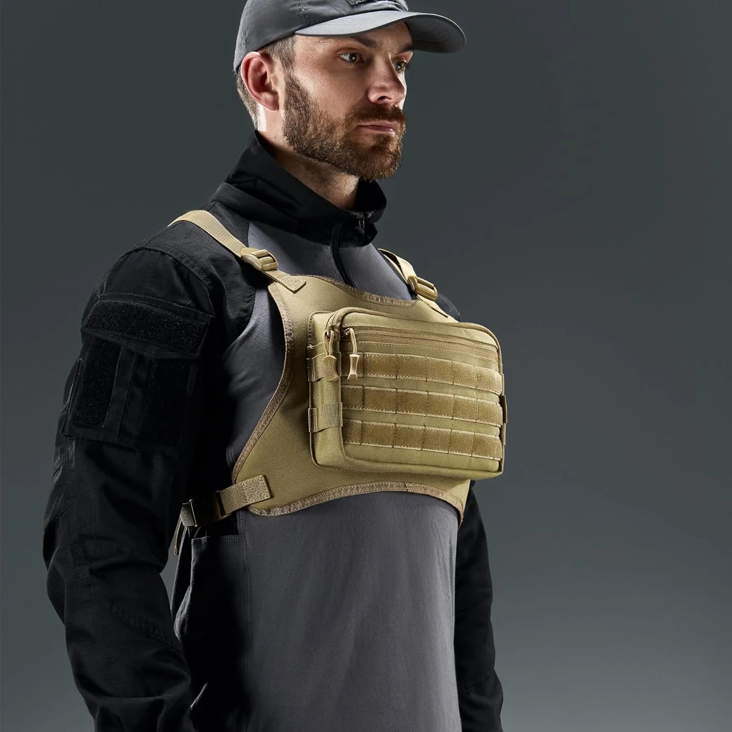 Tactical Chest Bag Military Molle Vest Pack Rig Front Body Edc Running Water Resistant Carrying Pouch for Men Women 3L
