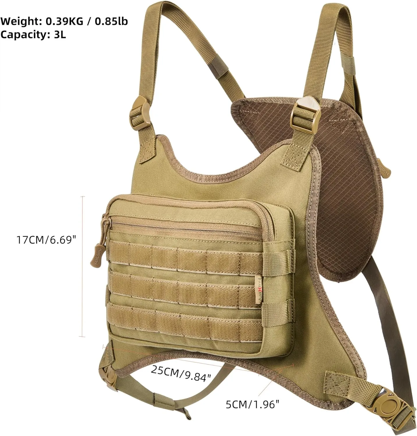 Tactical Chest Bag Military Molle Vest Pack Rig Front Body Edc Running Water Resistant Carrying Pouch for Men Women 3L