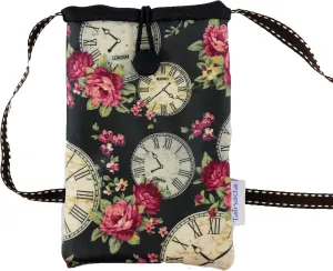 Tainada Small Crossbody Smartphone Pouch, Shockproof Cross Body Shoulder Wallet Travel Bag for iPhone 16/15/14 Pro, Samsung Galaxy S24, S23, S22 , S23 FE, A54 (Clock & Rose Black)