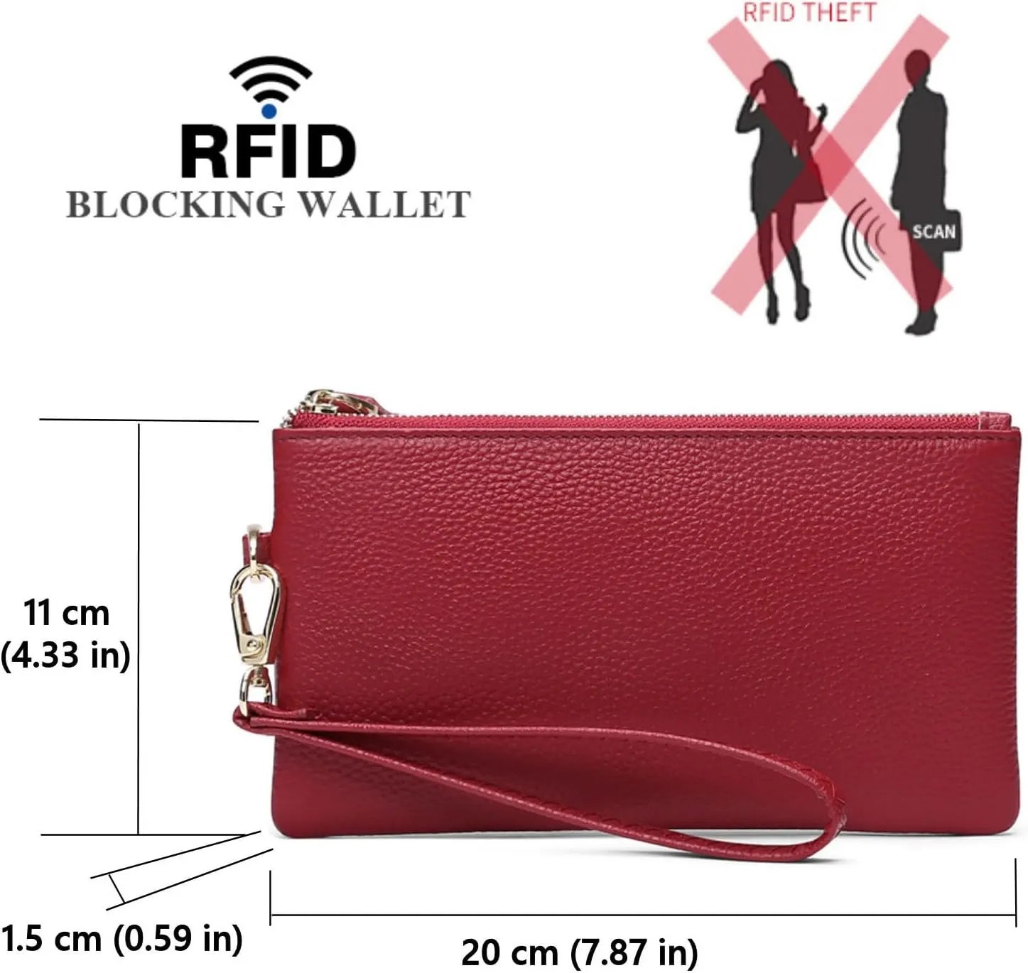 Tapp Collections Women's Wristlet Clutch Slim Leather Wallet RFID Blocking Pouch - Grape