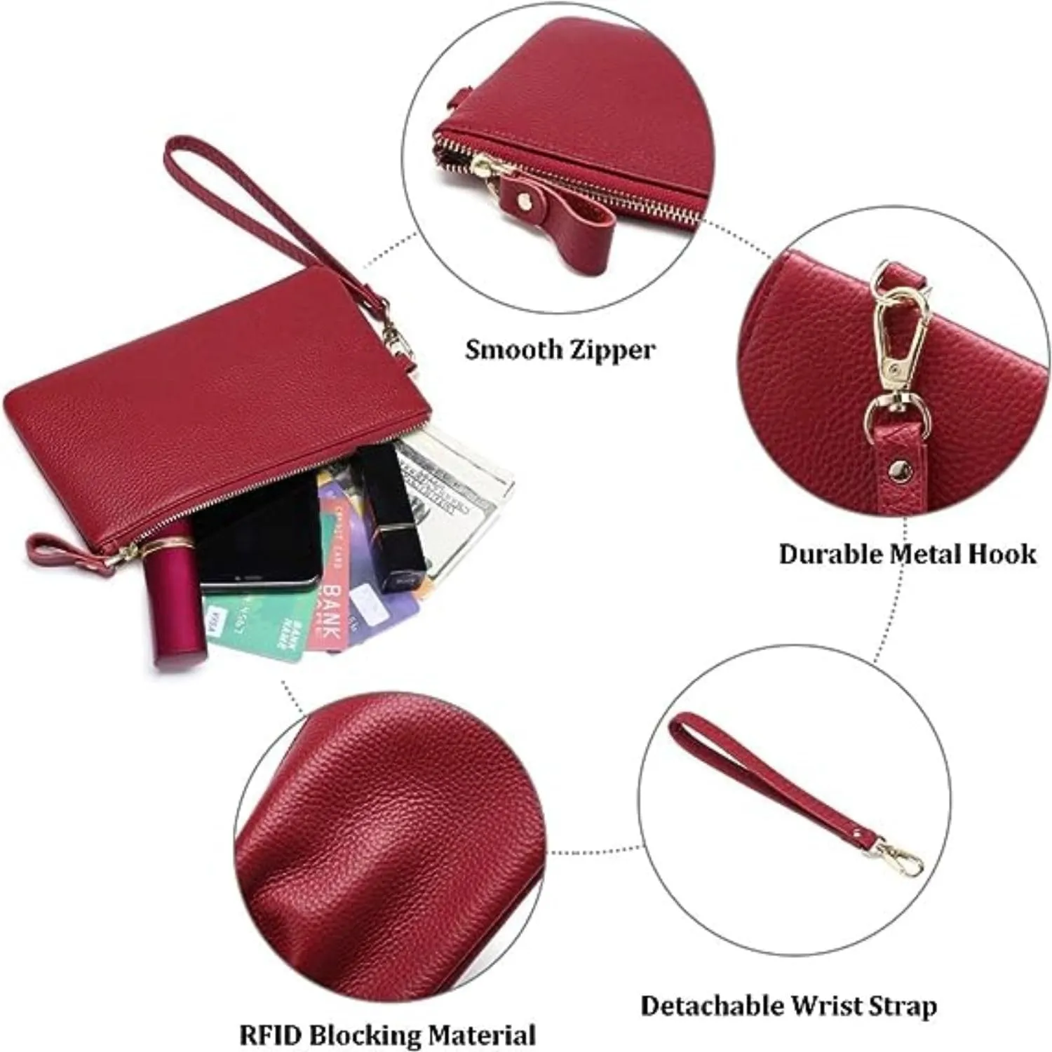 Tapp Collections Women's Wristlet Clutch Slim Leather Wallet RFID Blocking Pouch - Grape