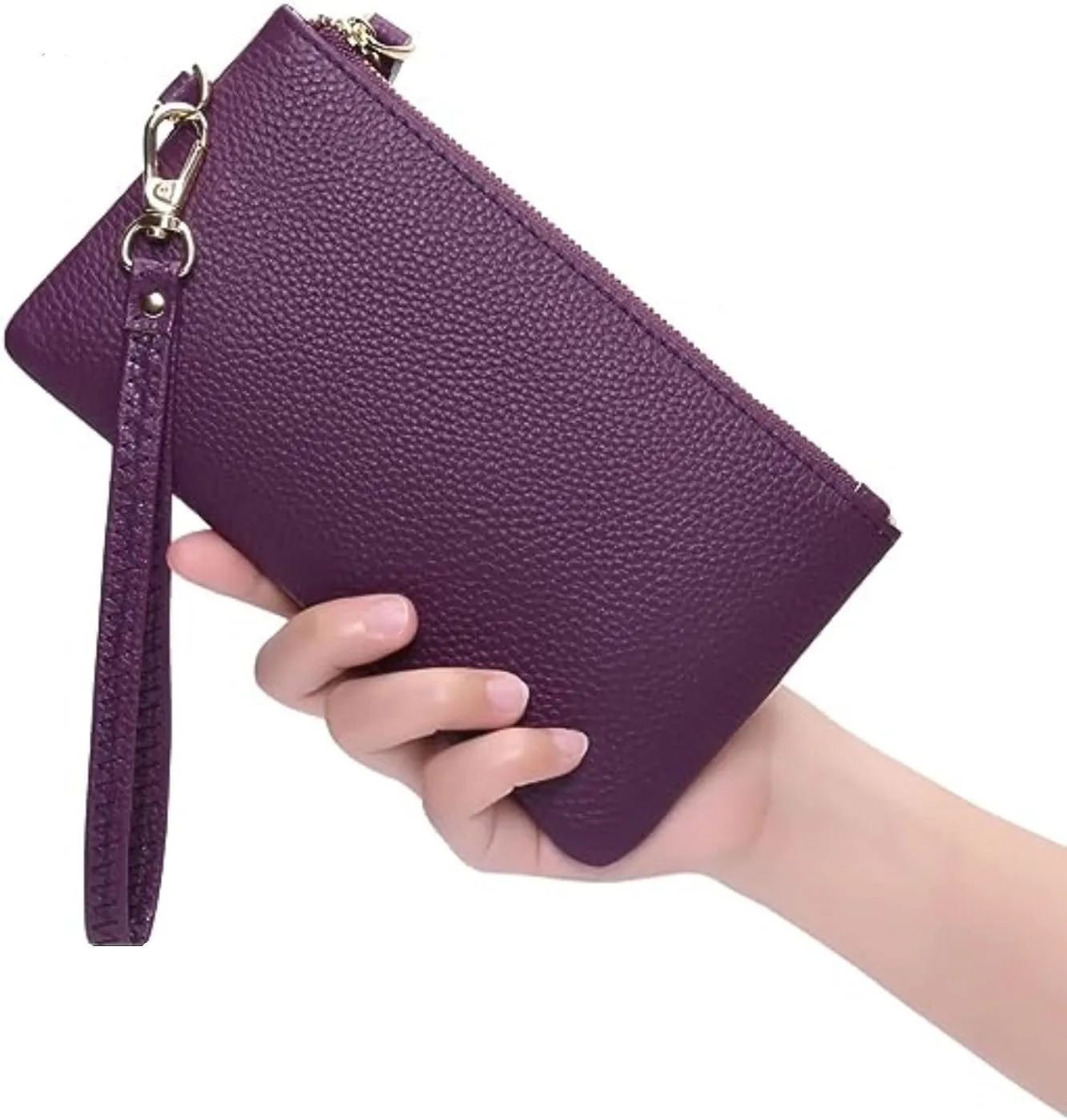 Tapp Collections Women's Wristlet Clutch Slim Leather Wallet RFID Blocking Pouch - Grape