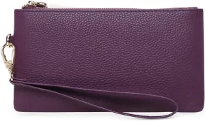 Tapp Collections Women's Wristlet Clutch Slim Leather Wallet RFID Blocking Pouch - Grape
