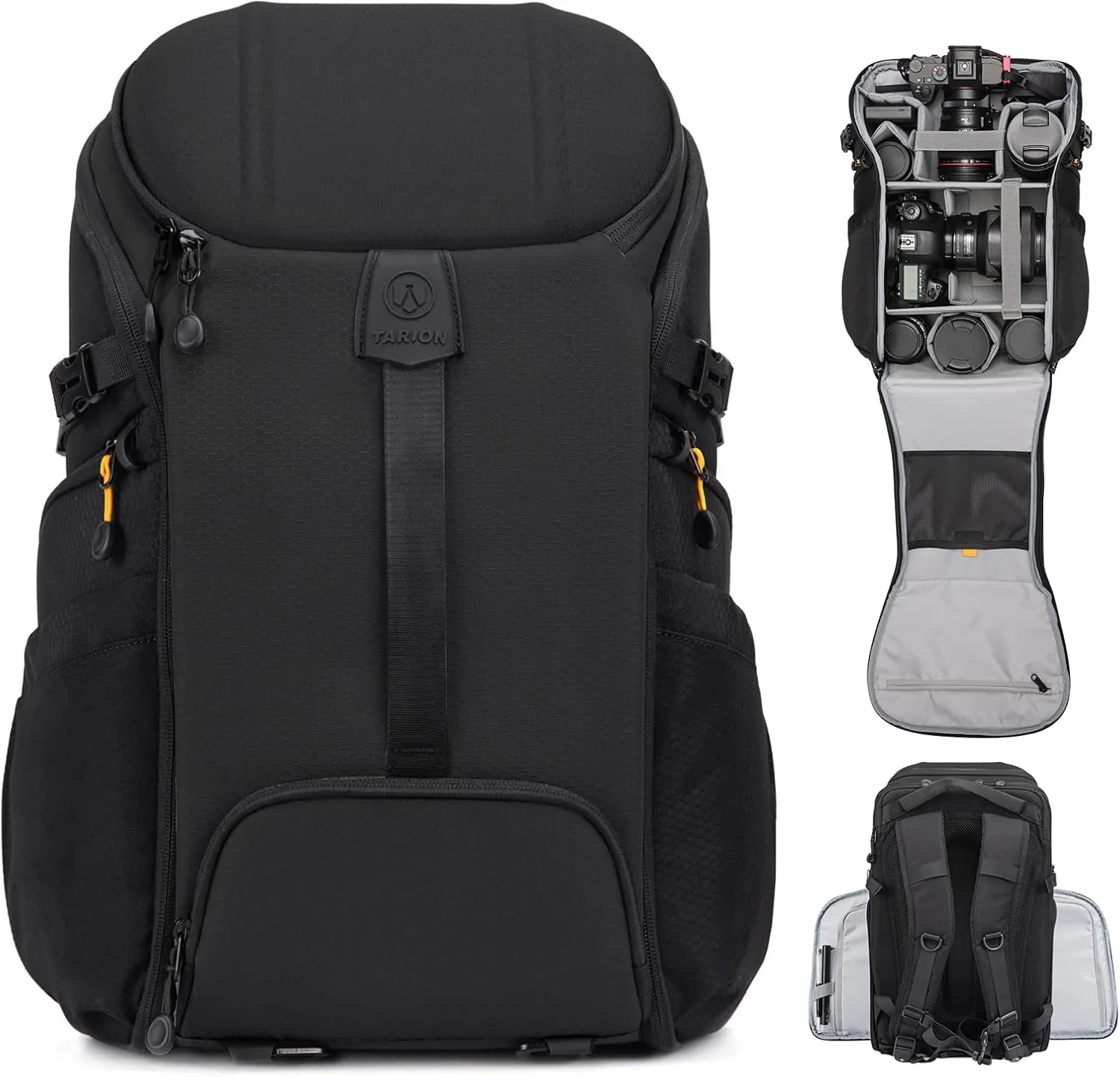 TARION Large Camera Backpack Bag - Large Photo Backpack with 𝐃𝐮𝐚𝐥-𝐒𝐢𝐝𝐞 𝐎𝐩𝐞𝐧𝐢𝐧𝐠 15.6" Laptop Sleeve Waterproof Raincover DSLR Backpack for Outdoor Photography Hiking Travel Black HX-L