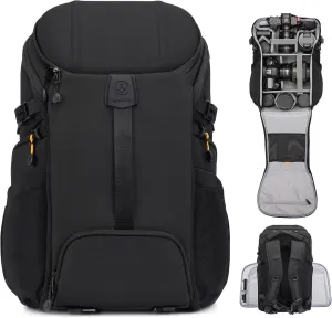 TARION Large Camera Backpack Bag - Large Photo Backpack with 𝐃𝐮𝐚𝐥-𝐒𝐢𝐝𝐞 𝐎𝐩𝐞𝐧𝐢𝐧𝐠 15.6" Laptop Sleeve Waterproof Raincover DSLR Backpack for Outdoor Photography Hiking Travel Black HX-L