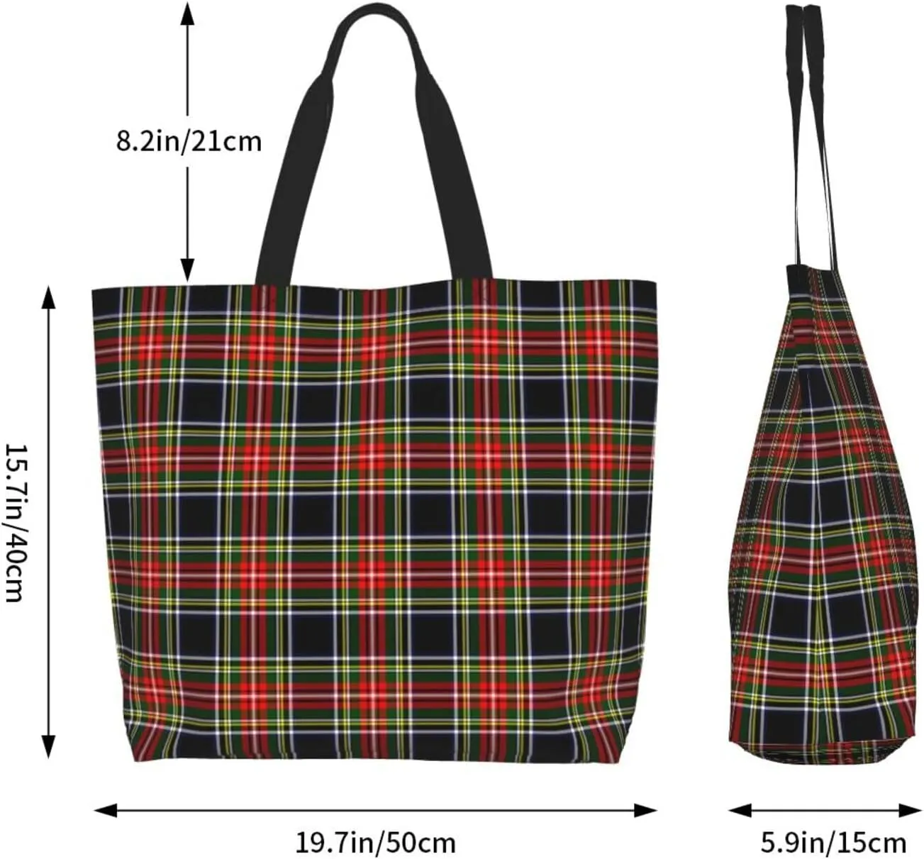 Tartan Tote Bag For Women Weekender Travel Bag Reusable Grocery Bags Large Totes Handbags