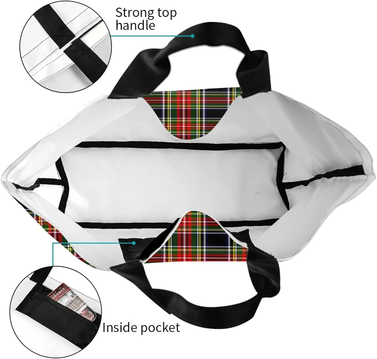 Tartan Tote Bag For Women Weekender Travel Bag Reusable Grocery Bags Large Totes Handbags