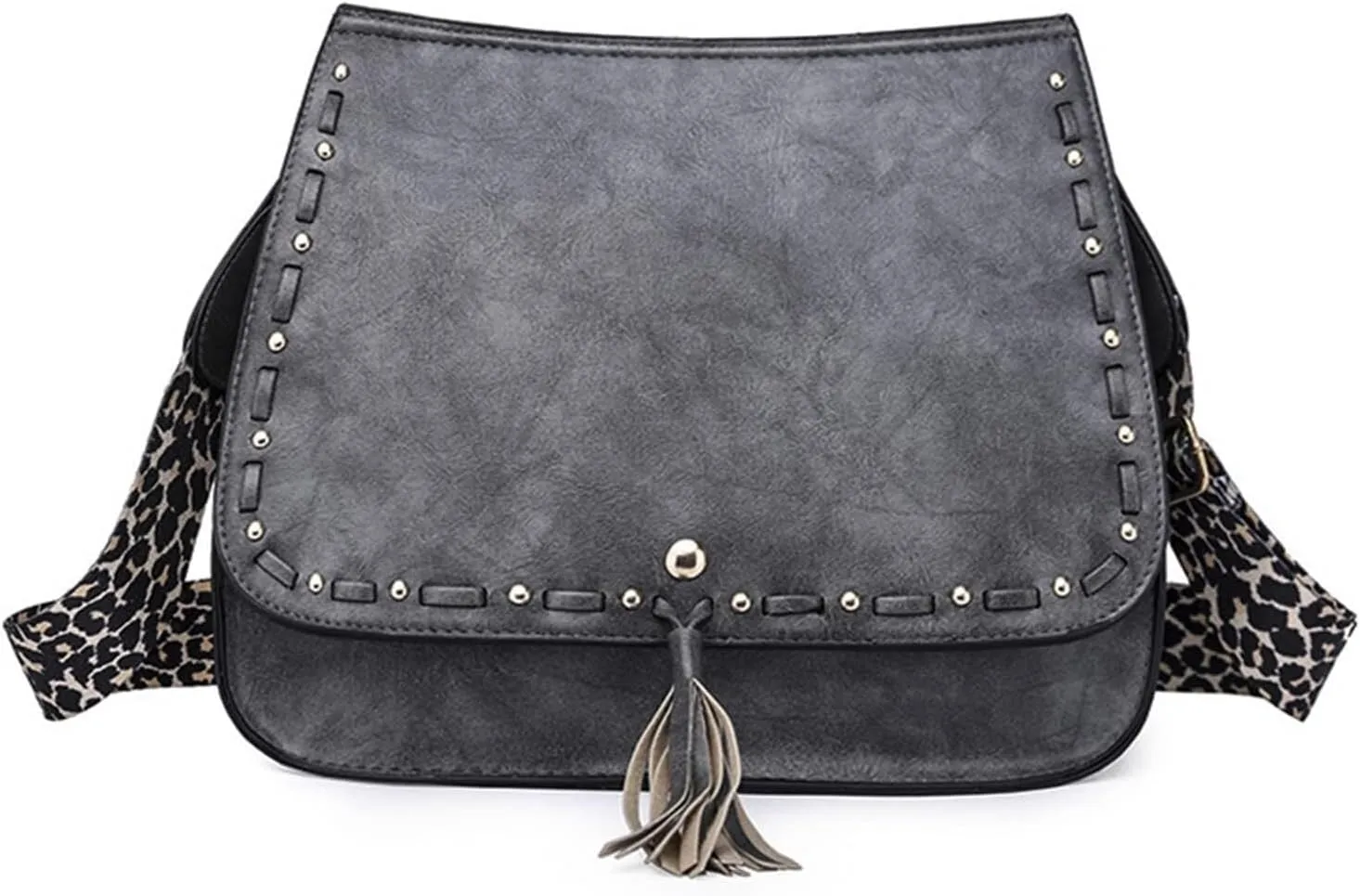 Tassel Design Handbags Vintage Satchel Purse Women Shoulder Crossbody Purse with Wide Guitar Strap